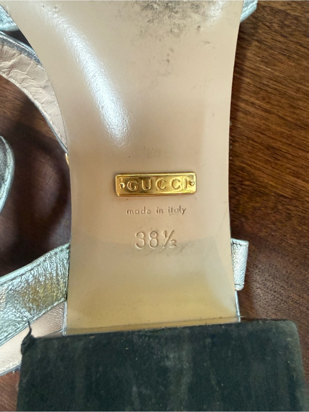 Gucci Horsebit Metallic Silver Ankle Strap Sandals - Picture 8 of 12